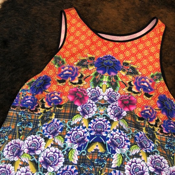 Clover Canyon Print Split Back Tank XS Colorful - Picture 3 of 5